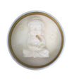 Handmade Meditating Buddha Soy Wax Candle, White Gold Tin, Zen Decor (8 oz)