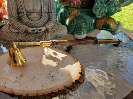 Wood and Brass Candle Snuffer/ Boho Decor / Vintage