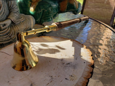 Wood and Brass Candle Snuffer/ Boho Decor / Vintage