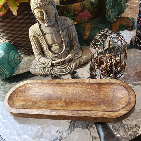 Wooden Tray Incense Burner, Double Stick Incense Holder
