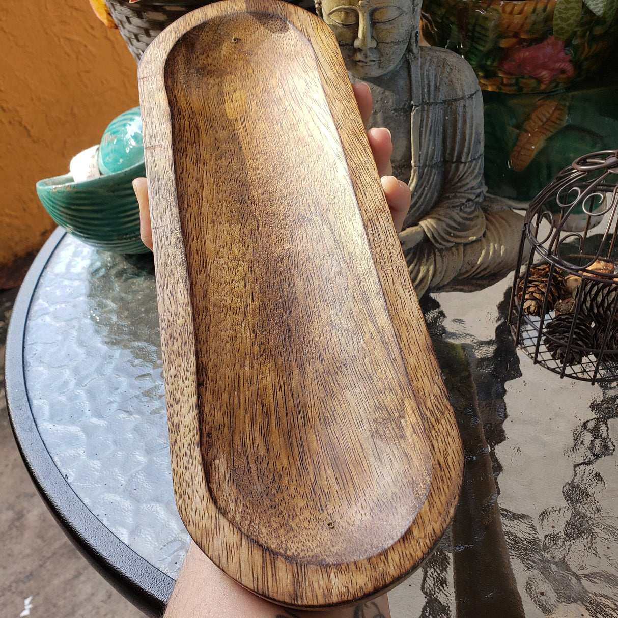 Wooden Tray Incense Burner, Double Stick Incense Holder