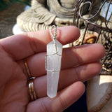 Selenite Wire Wrapped, Pendant, Protection Jewelry, Reiki Necklace