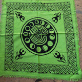 Green Phases of Moon Altar Cloth: Witch Decor (18"x18")