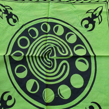 Green Phases of Moon Altar Cloth: Witch Decor (18"x18")