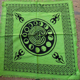 Green Phases of Moon Altar Cloth: Witch Decor (18"x18")