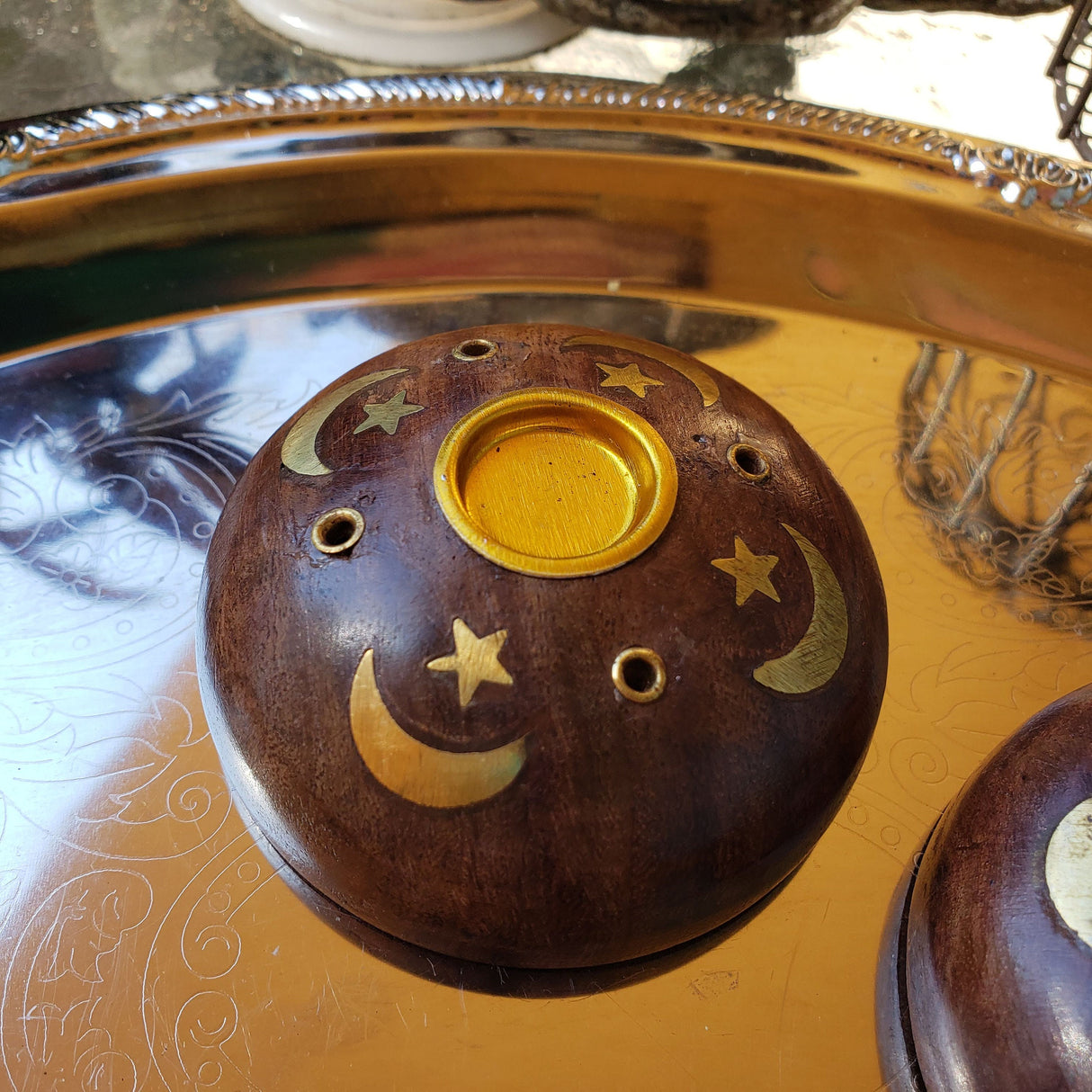 Wood Stick/Cone Burner Celestial/Handmade Incense Holder