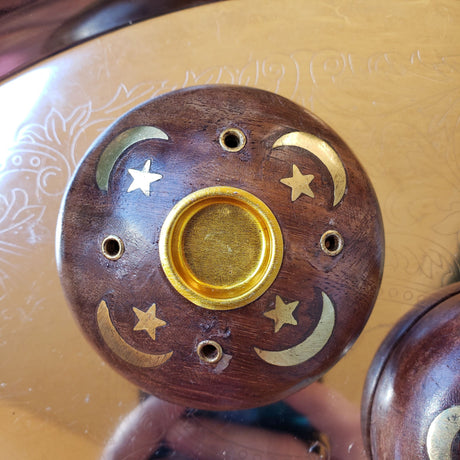 Wood Stick/Cone Burner Celestial/Handmade Incense Holder