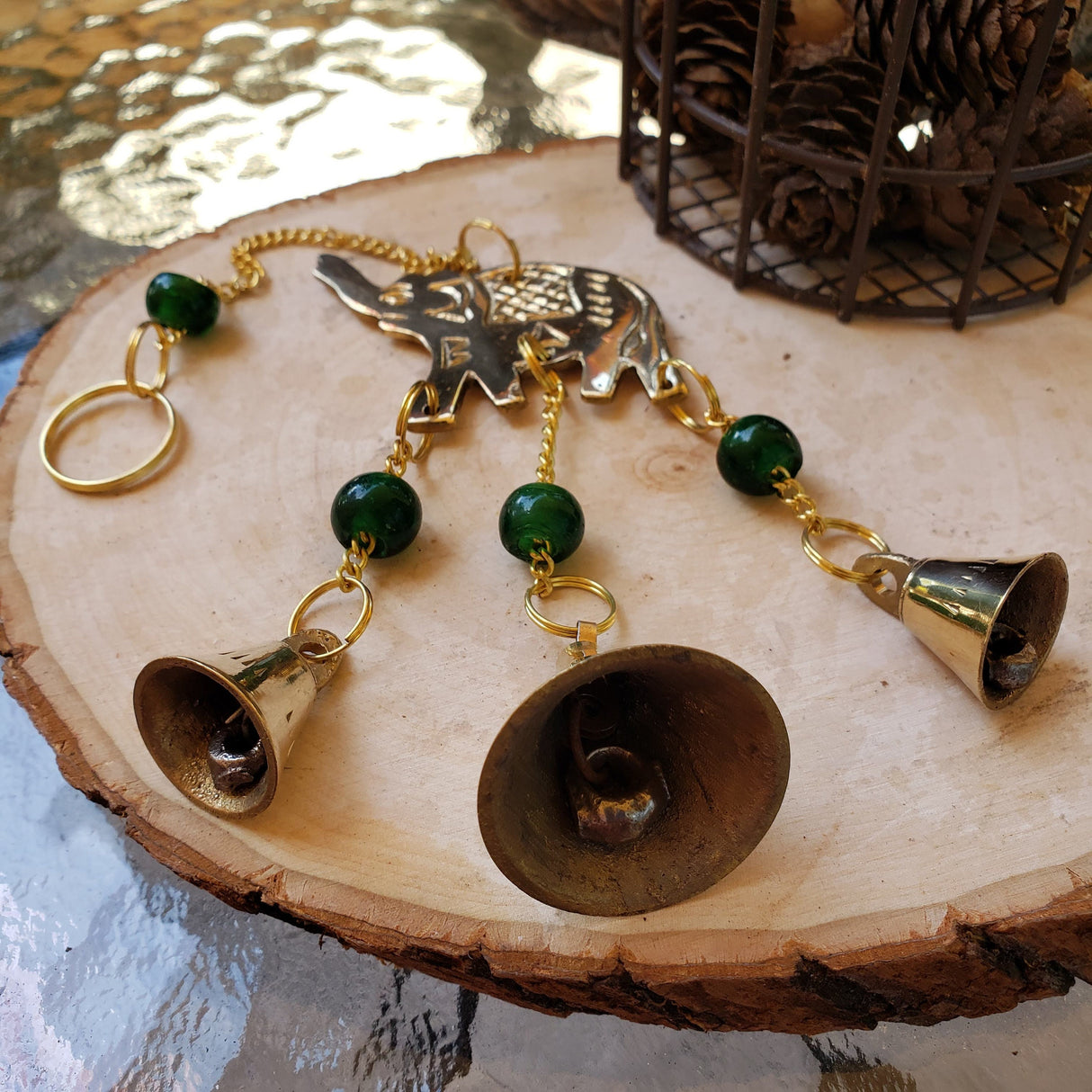 Brass Wind Chime with bells Elephant