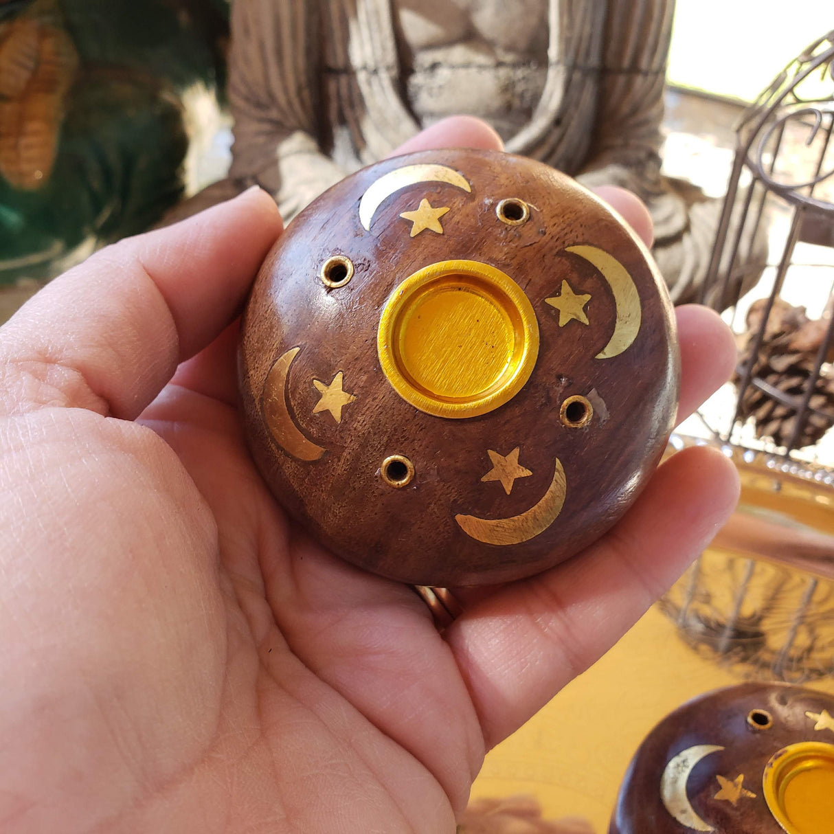 Wood Stick/Cone Burner Celestial/Handmade Incense Holder