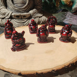 Beautiful Pack of 6 Red , Laughing Buddha Figurines Lucky Happy Buddha Statue Home Décor altar Set