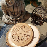 Triple Moon Handmade Carved Wood Stick Burner