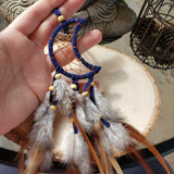 Crescent Moon Dream Catcher with feathers & Beads
