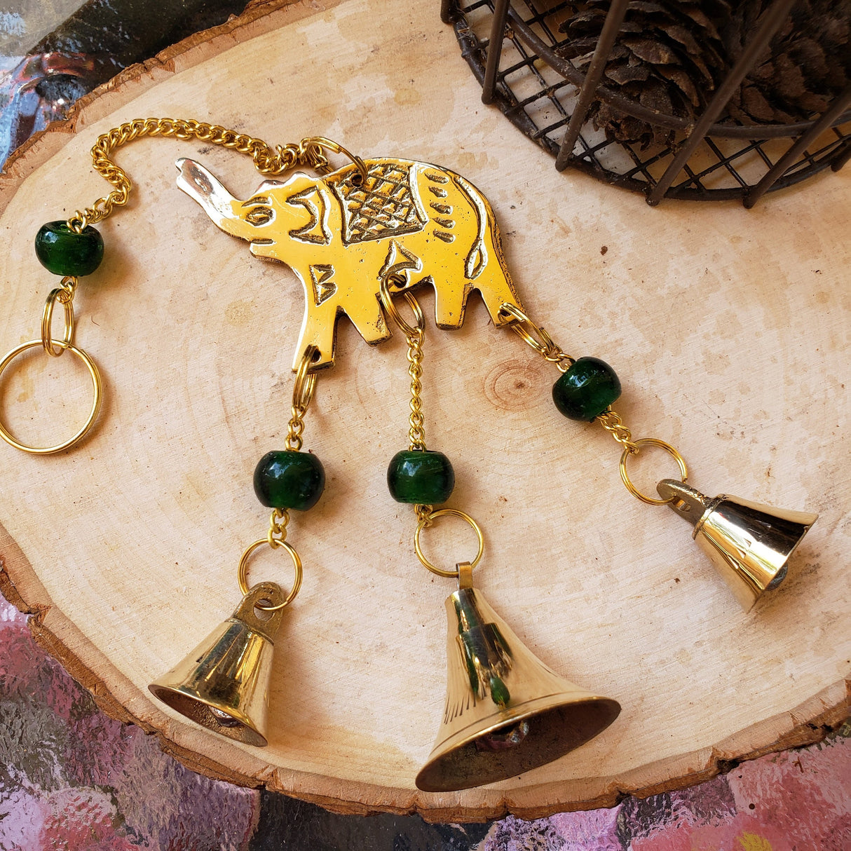 Brass Wind Chime with bells Elephant
