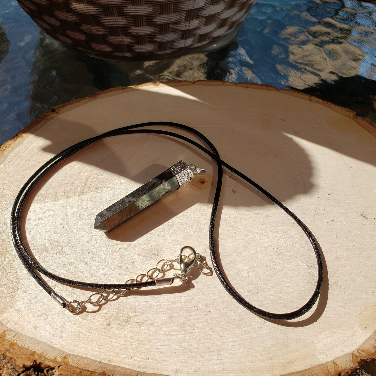Single point Pencil Pendant Green Aventurine/Fluorite/Pyrite/Black Tourmaline