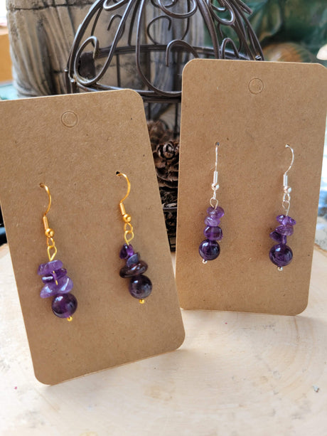 Bohemian Rose Quartz Crystal Earrings: Stacked Gemstone Dangle