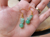 Bohemian Rose Quartz Crystal Earrings: Stacked Gemstone Dangle