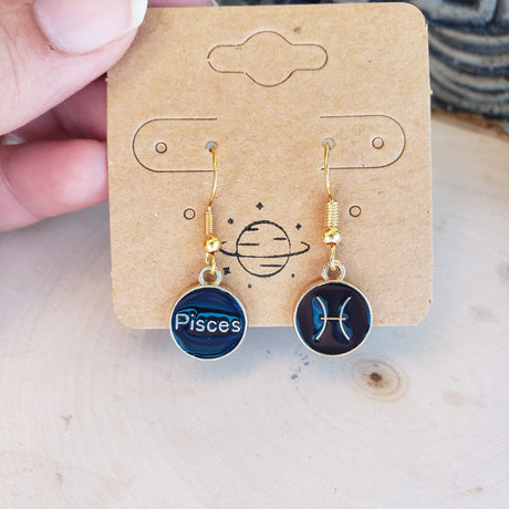 Zodiac Sign Earrings: Double-Sided Astrology Charm, Birthday Gift
