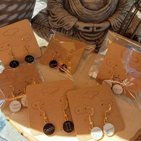 Zodiac Sign Earrings: Double-Sided Astrology Charm, Birthday Gift