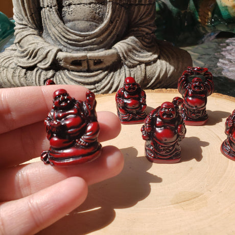 Beautiful Pack of 6 Red , Laughing Buddha Figurines Lucky Happy Buddha Statue Home Décor altar Set