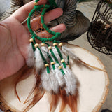 Crescent Moon Dream Catcher with feathers & Beads