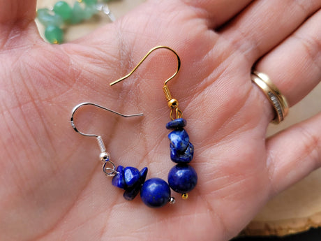 Bohemian Rose Quartz Crystal Earrings: Stacked Gemstone Dangle