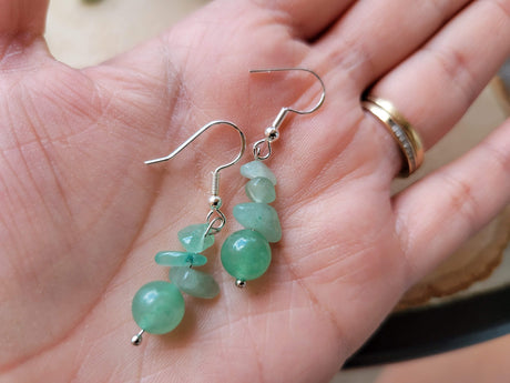 Bohemian Rose Quartz Crystal Earrings: Stacked Gemstone Dangle