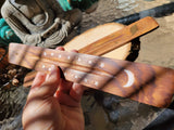 Hand Crafted Wooden Incense Burner: Ash Catcher with Elephant, Moon, Star