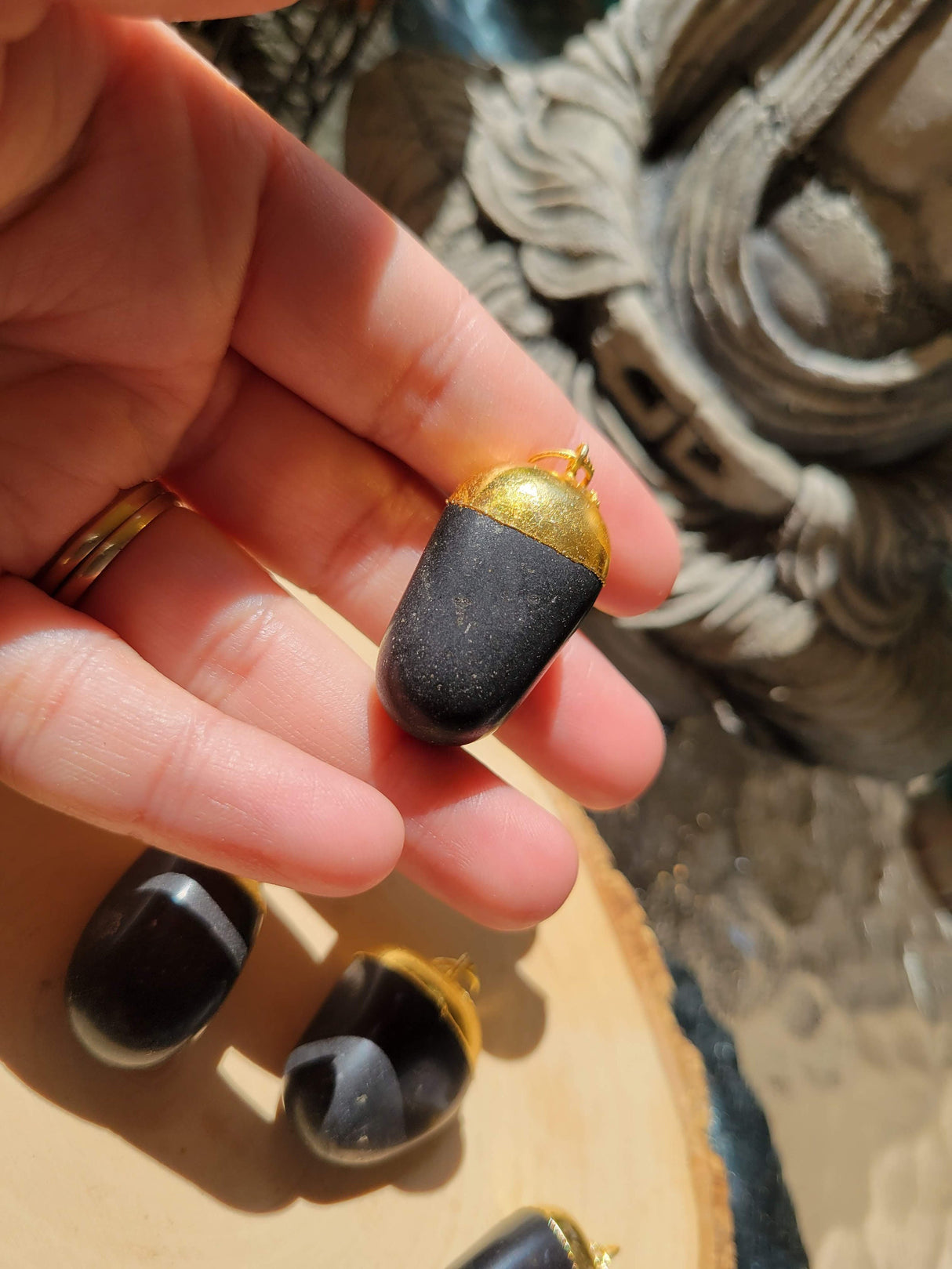 Handmade Black Tourmaline & Amethyst Crystal Pendant Necklace