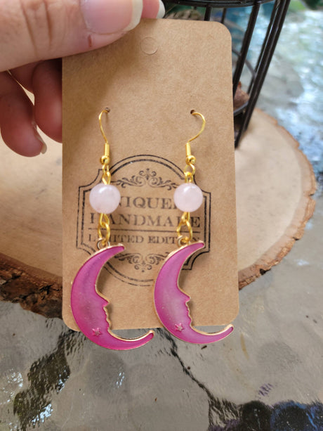 Crystal Moon Drop Earrings: Witch Jewelry Charm Earrings