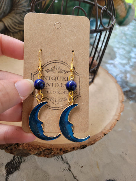 Crystal Moon Drop Earrings: Witch Jewelry Charm Earrings