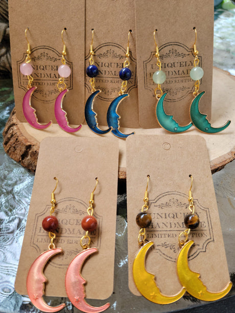 Crystal Moon Drop Earrings: Witch Jewelry Charm Earrings