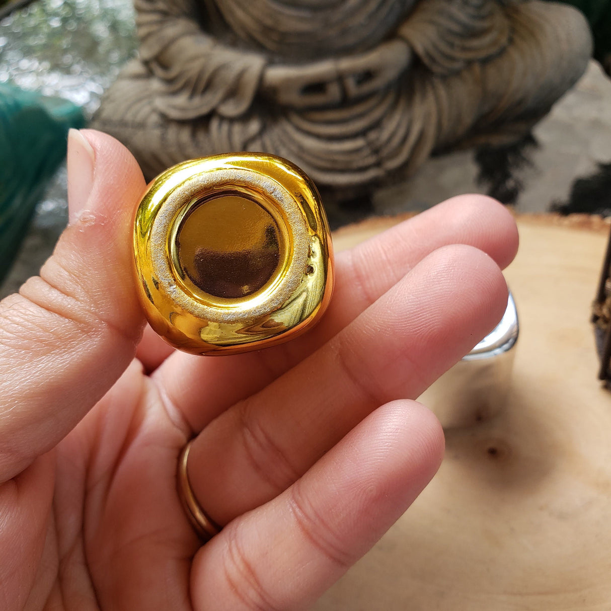 Handmade Ceramic Chime Candle Holder - Gold & Silver