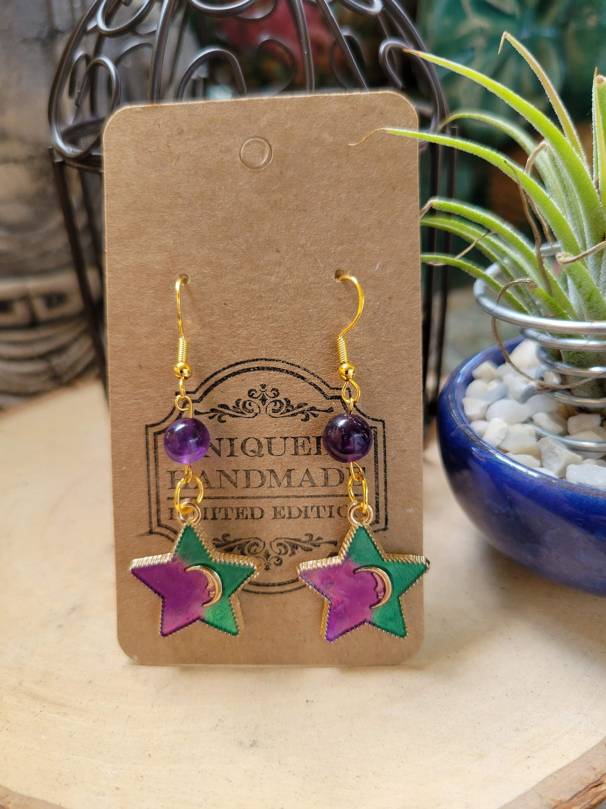 Crystal Star Charm Earrings: Stacked Stone Drop Earrings