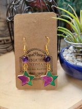 Crystal Star Charm Earrings: Stacked Stone Drop Earrings