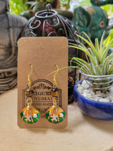 Shell Dangle Earrings: Rose Quartz, Opalite & Tiger Eye Charms