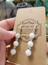 Mother of Pearl Dangle Earrings: Hypoallergenic Beaded Earrings