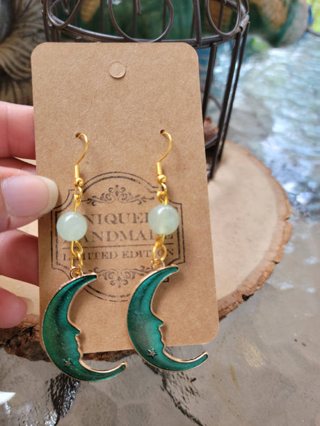 Crystal Moon Drop Earrings: Witch Jewelry Charm Earrings