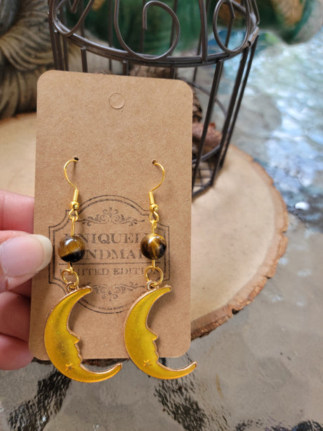 Crystal Moon Drop Earrings: Witch Jewelry Charm Earrings