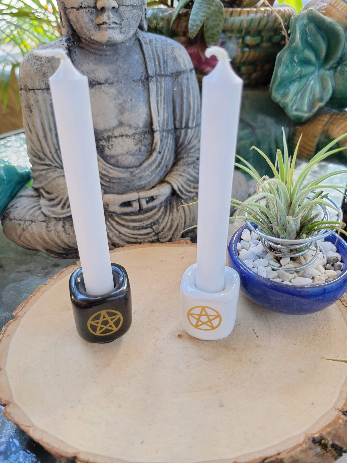 Ceramic Pentacle Chime Candle Holder: Altar Decoration
