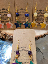 Crystal Star Charm Earrings: Stacked Stone Drop Earrings