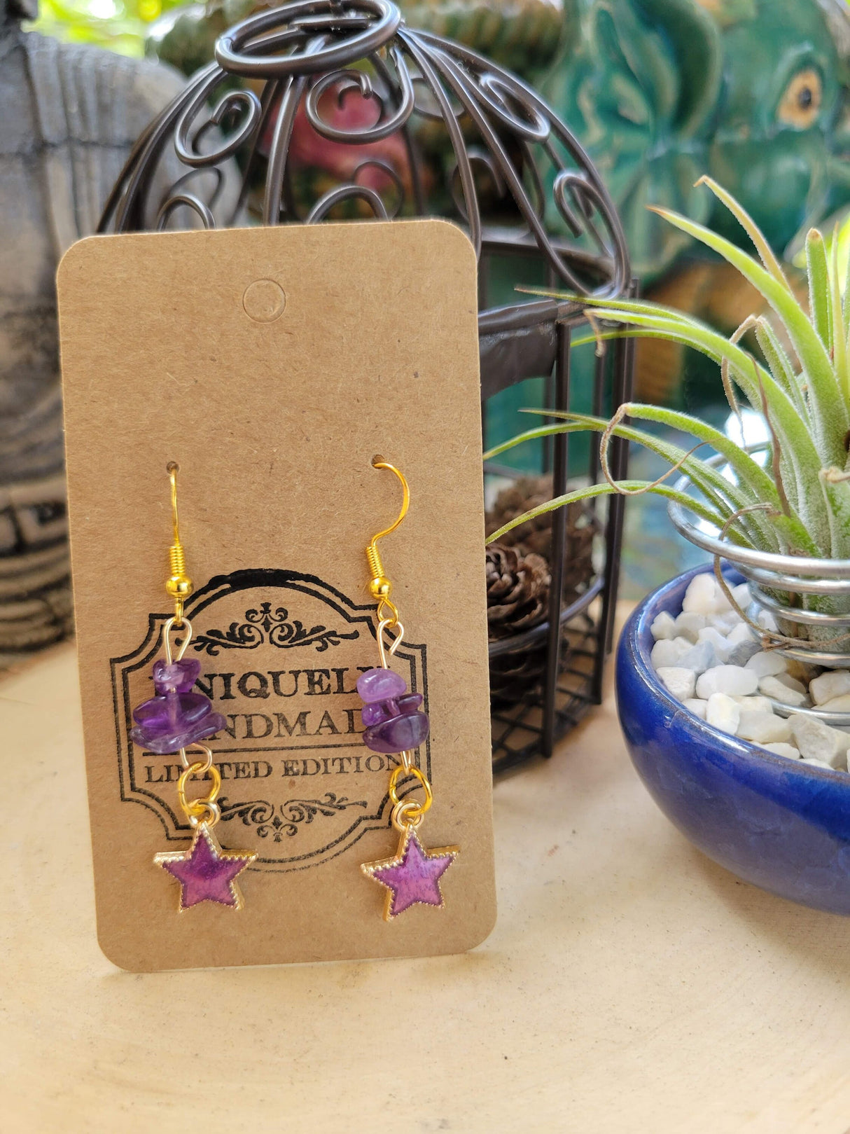 Crystal Drop Earrings: Stacked Stone Charm, Witch Jewelry