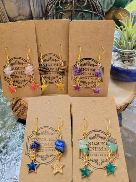 Crystal Drop Earrings: Stacked Stone Charm, Witch Jewelry