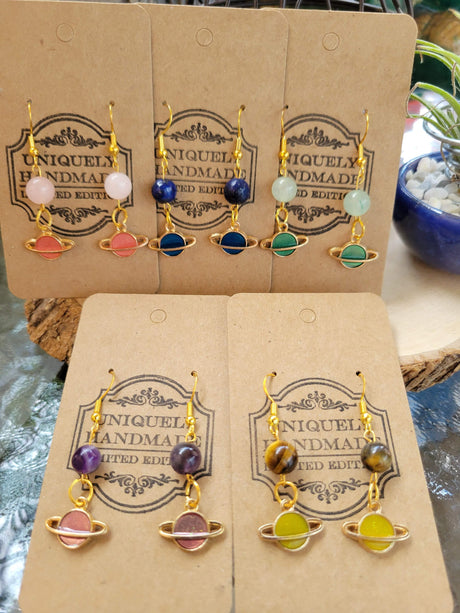 Planet Crystal Drop Earrings: Witch Jewelry Charm