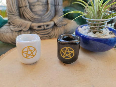 Ceramic Pentacle Chime Candle Holder: Altar Decoration