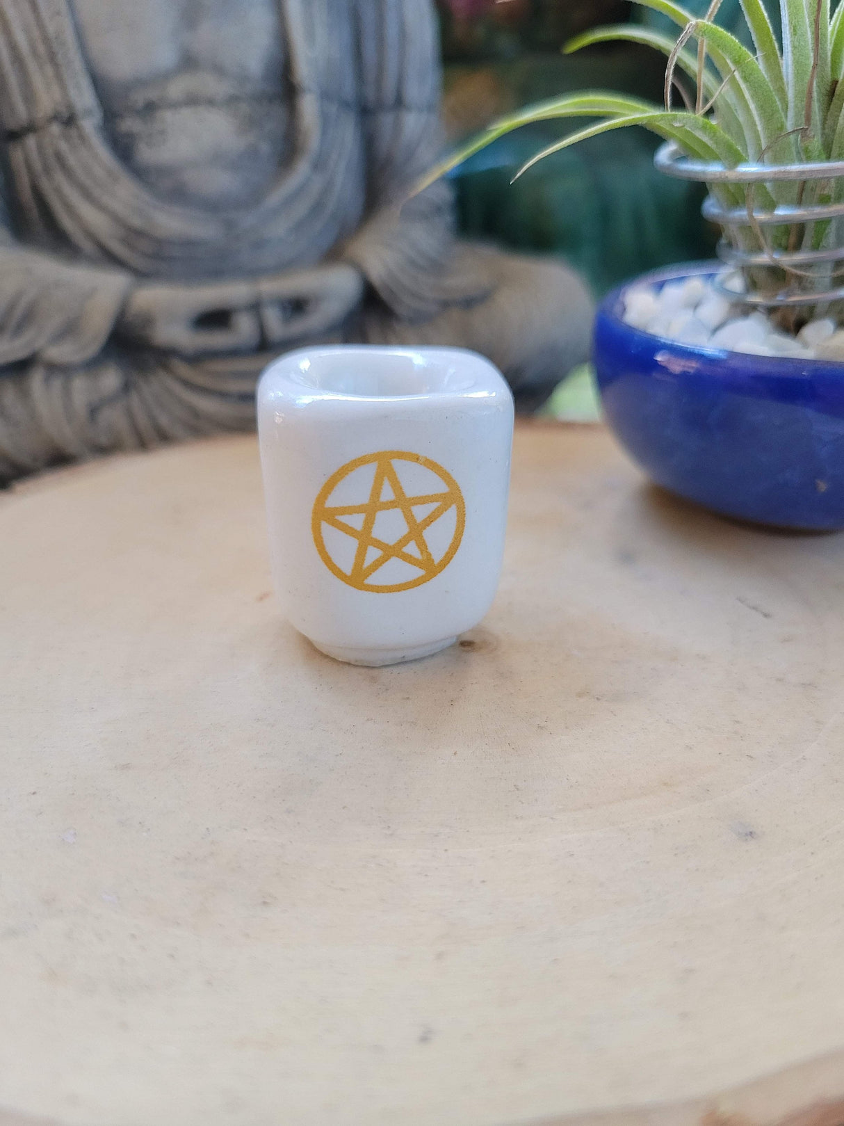 Ceramic Pentacle Chime Candle Holder: Altar Decoration
