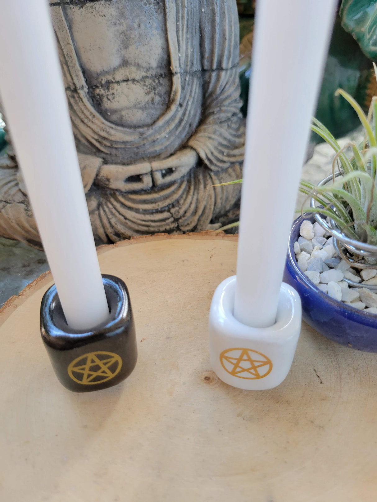 Ceramic Pentacle Chime Candle Holder: Altar Decoration