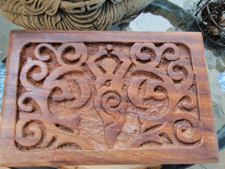 Goddess of Earth Wooden Carved 4x6" Box Crystal Storage Box Altar Decoration