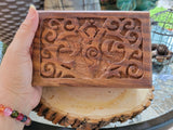 Goddess of Earth Wooden Carved 4x6" Box Crystal Storage Box Altar Decoration