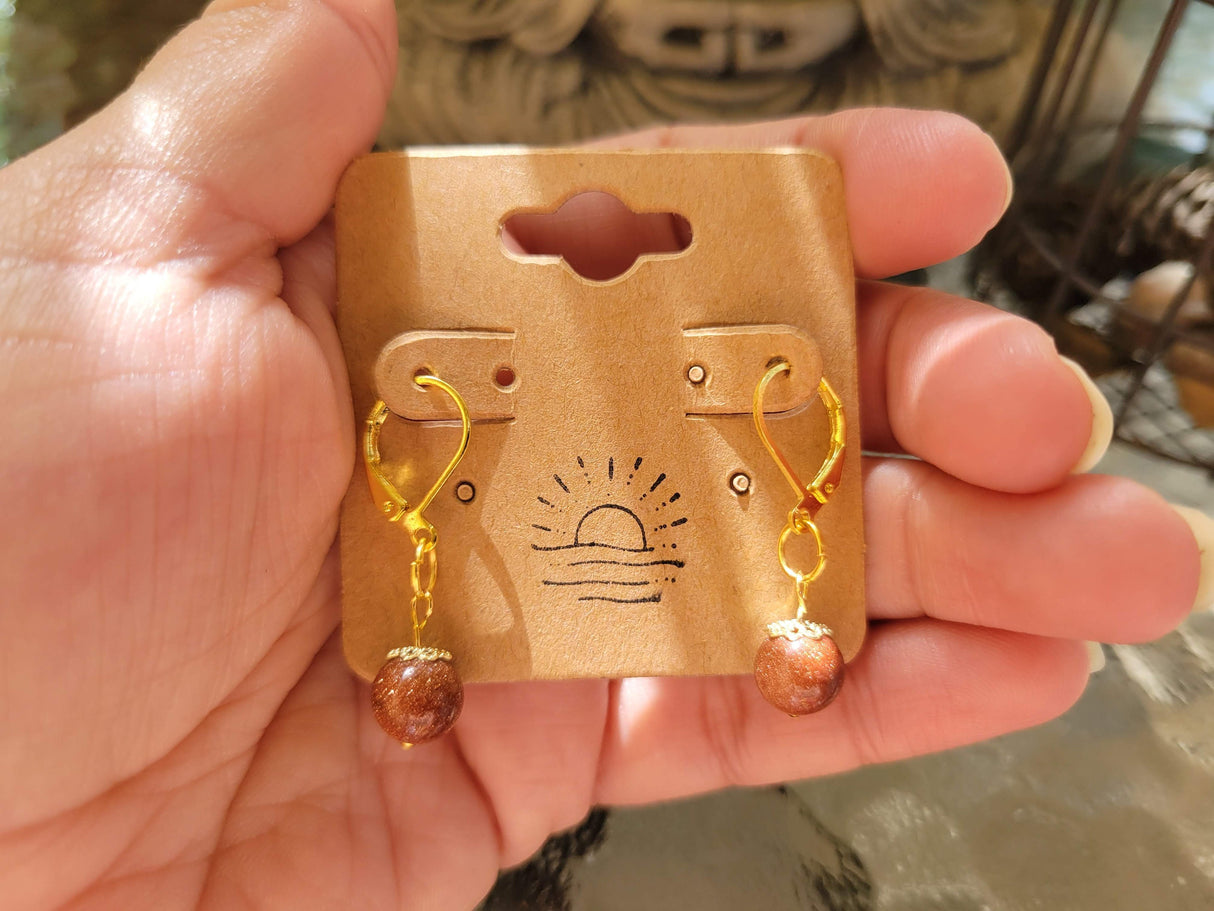 Goldstone Dangle Earrings: Hypoallergenic Nickel-Free Hooks