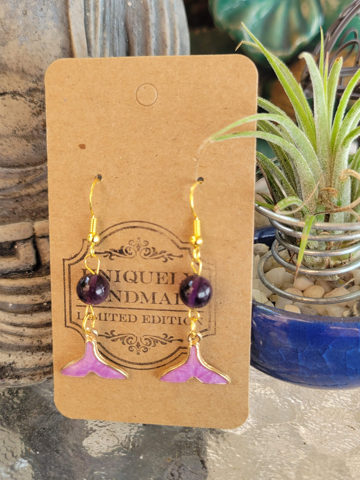 Sea Witch Tail Earrings: Stacked Stone Bohemian Dangle Earrings